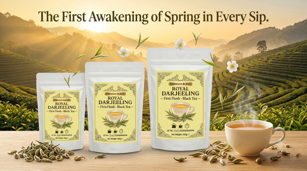 Darjeeling First Flush tea garden in spring