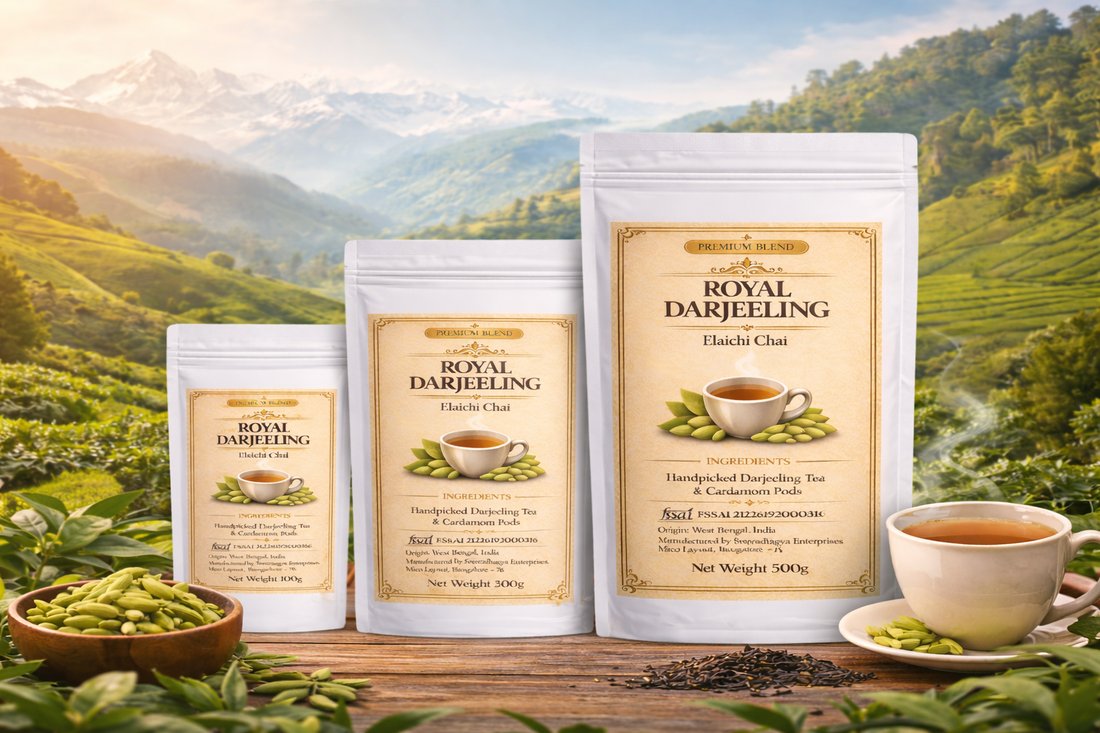 Royal Darjeeling Elaichi Chai, 100g, 250g and 500g packs