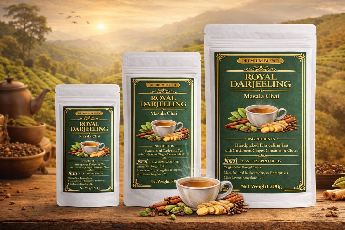Royal Darjeeling Masala Chai in 100g, 250g and 500g packs