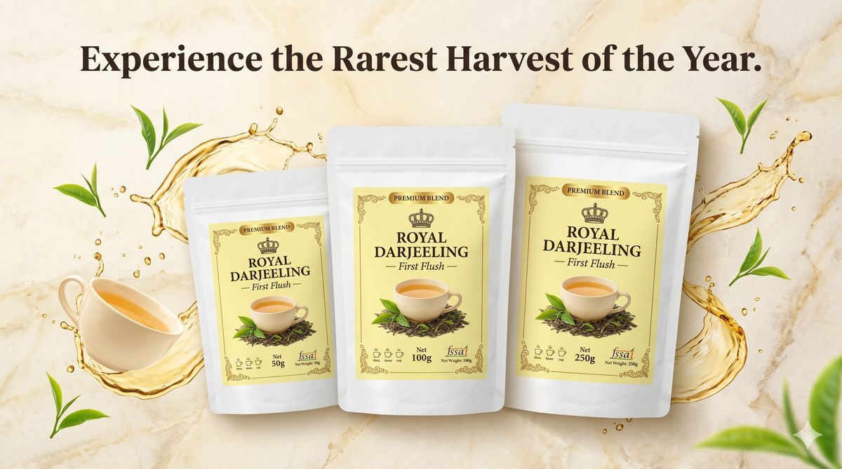 Royal Darjeeling tea served warm, garden-fresh
